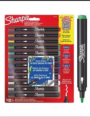Penne per pittura acrilica. Pennarelli a base d'acqua con punta tonda. Inchiostro senza sbavature. Colori assortiti, 12 pezzi  Sharpie 2024 | libraccio.click