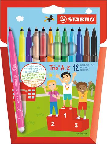 Pennarello a punta fine e fusto triangolare - STABILO Trio A-Z - Astuccio da 12 - Colori assortiti  Stabilo 2022 | libraccio.click