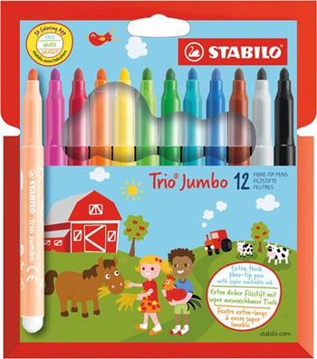 Pennarellone super lavabile - STABILO Trio Jumbo - Astuccio da 12 - Colori assortiti  Stabilo | libraccio.click