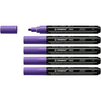 Marker acrilico - STABILO FREE Acrylic - T300 Punta rotonda 2-3mm - Confezione da 5 - Viola  Stabilo 2021 | libraccio.click