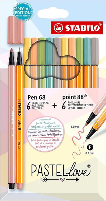 Fineliner & Pennarello Premium - STABILO Pastellove Set - 6 Fineliner STABILO point 88 & 6 Pennarelli Premium STABILO Pen 68  Stabilo 2023 | libraccio.click