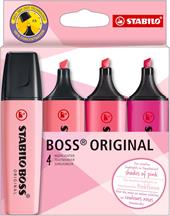 Evidenziatore - STABILO BOSS ORIGINAL - Shades of Pink - Astuccio da 4 - Colori assortiti