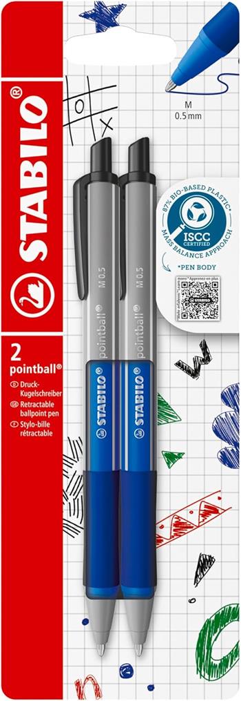 Penna a sfera Ecosostenibile - STABILO pointball colorful - Pack da 2 - Blu  STABILO 2026 | libraccio.click