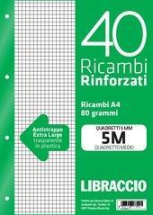 Ricambi rinforzati A4 Libraccio 40 fogli a quadretti 5 mm  Libraccio 2020 | libraccio.click
