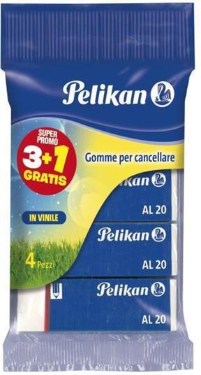 Gomma Pelikan AL20 bianca in vinile per matita. Confezione 4 pezzi (3+1 omaggio)  Pelikan 2019 | libraccio.click