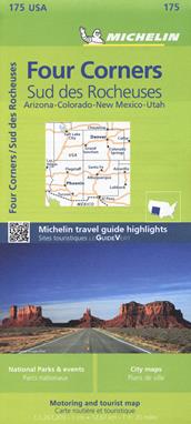 Four Corners / Sud des Rocheuses. Arizona, Colorado, New Mexico, Utah  - Libro Michelin Éditions 2023, Carte zoom | libraccio.click