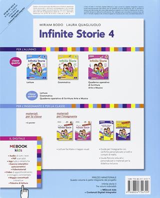 Infinite storie. Letture. Grammatica-Quaderno operativo scrittura, arte e musica. Per la Scuola elementare. Vol. 1 - Miriam Bodo - Libro Mondadori Scuola 2016 | libraccio.click