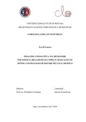Indagine conoscitiva sul benessere psicofisico, relazione di coppia e sessualità in donna con dolore pelvico cronico