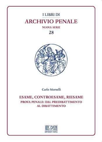Esame, controesame, riesame. Prova penale: dal predibattimento al dibattimento - Carlo Morselli - Libro IUS Pisa University Press 2021, I libri di archivio penale. Nuova serie | libraccio.click