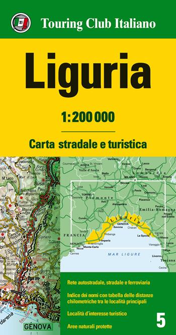 Liguria 1:200.000. Carta stradale e turistica  - Libro Touring 2018, Carte regionali 1:200.000 | libraccio.click