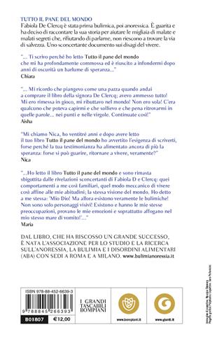 Tutto il pane del mondo. Cronaca di una vita tra anoressia e bulimia - Fabiola De Clercq - Libro Bompiani 2010, Tascabili | libraccio.click