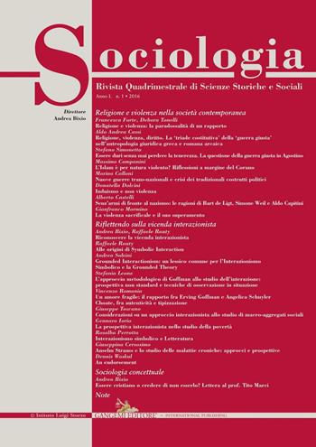 Sociologia. Rivista quadrimestrale di scienze storiche e sociali (2016). Vol. 1  - Libro Gangemi Editore 2016, Le ragioni dell'uomo | libraccio.click