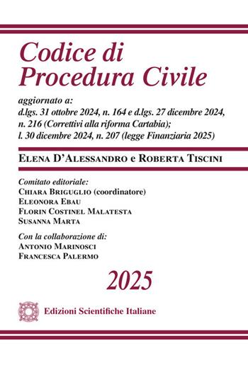 Codice di procedura civile 2025 - Elena D'Alessandro, Roberta Tiscini - Libro Edizioni Scientifiche Italiane 2025 | libraccio.click