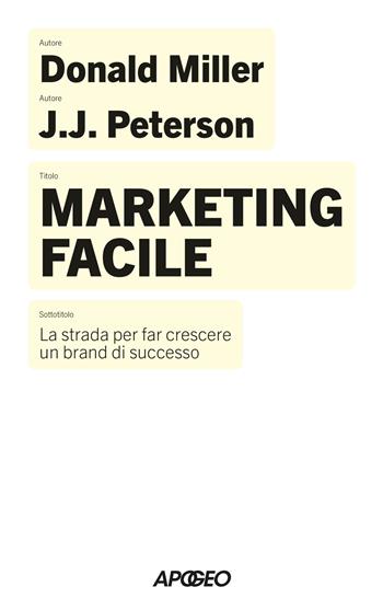 Marketing facile. La strada per far crescere un brand di successo - Donald Miller, J. J. Peterson - Libro Apogeo 2026, Apogeo Saggi | libraccio.click