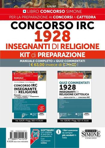 Concorso IRC 1928 Insegnanti di Religione. Kit di preparazione: Manuale completo + Quiz commentati.  - Libro Edizioni Giuridiche Simone 2024, Concorsi nella scuola | libraccio.click