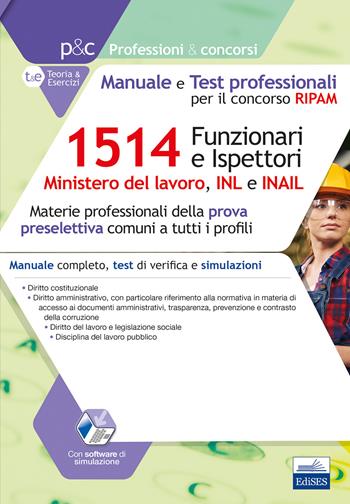 Concorso RIPAM 1514 Funzionari e Ispettori nel Ministero del lavoro, nell'INL e nell'INAIL. Manuale e Test Professionali  - Libro Editest 2019, Professioni e concorsi | libraccio.click