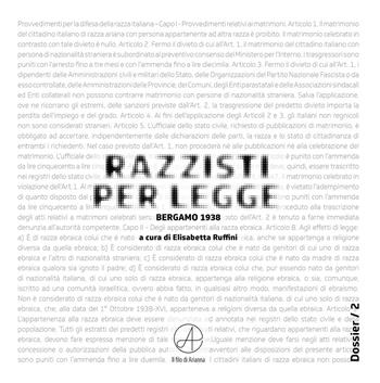 Razzisti per legge. Bergamo 1938  - Libro Il Filo di Arianna 2018, Dossier | libraccio.click
