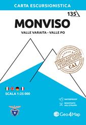 135 Monviso. Valle Varaita, Valle Po. Carta escursionistica 1:25 000. Ediz. multilingue