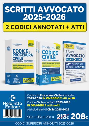 Kit codice civile e codice di procedura civile annotato con la giurisprudenza per l'esame di avvocato 2025-2026 + Atti di diritto civile 2025 - Roberto Garofoli, Ettore Battelli, Maria Iannone - Libro Neldiritto Editore 2025 | libraccio.click