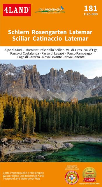 Schlern Rosengarten Latemar-Sciliar Catinaccio Latemar-Parco Naturale dello Sciliar 1:25.000 - 4LAND Srl - Libro 4Land 2022 | libraccio.click